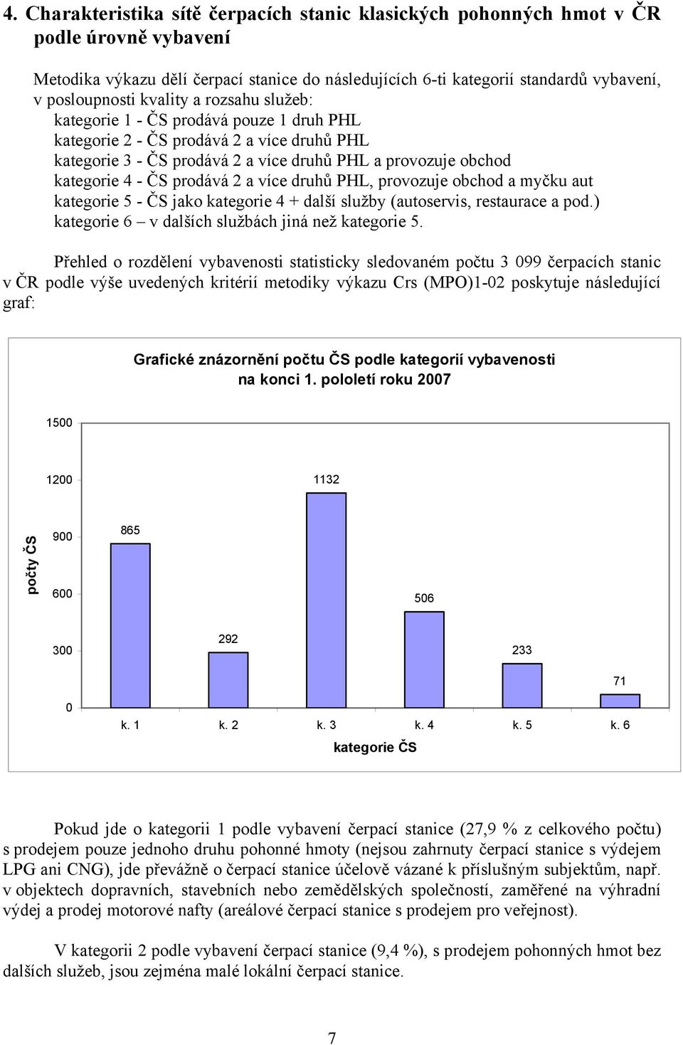 2 a více druhů PHL, provozuje obchod a myčku aut kategorie 5 - ČS jako kategorie 4 + další služby (autoservis, restaurace a pod.) kategorie 6 v dalších službách jiná než kategorie 5.