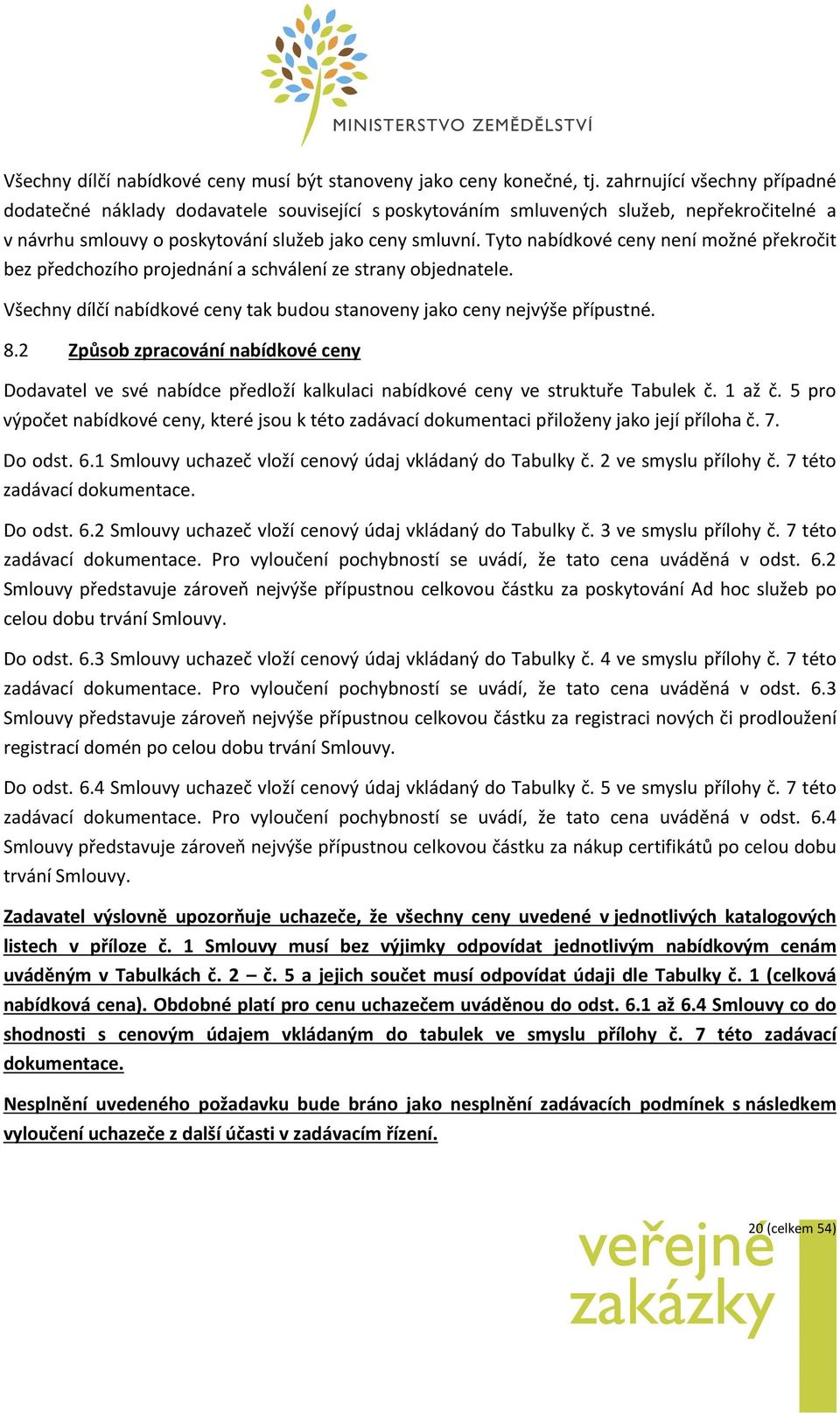 Tyt nabídkvé ceny není mžné překrčit bez předchzíh prjednání a schválení ze strany bjednatele. Všechny dílčí nabídkvé ceny tak budu stanveny jak ceny nejvýše přípustné. 8.