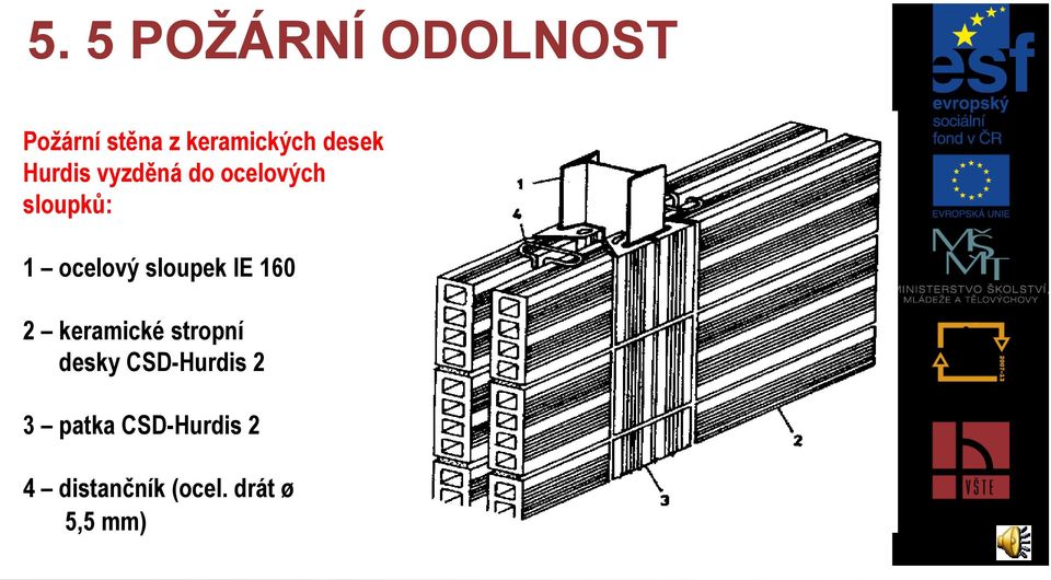 sloupek IE 160 2 keramické stropní desky CSD-Hurdis