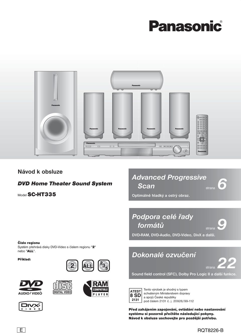 Příklad: Dokonalé ozvučení 22 strana Sound field control (SFC), Dolby Pro Logic II a další funkce.