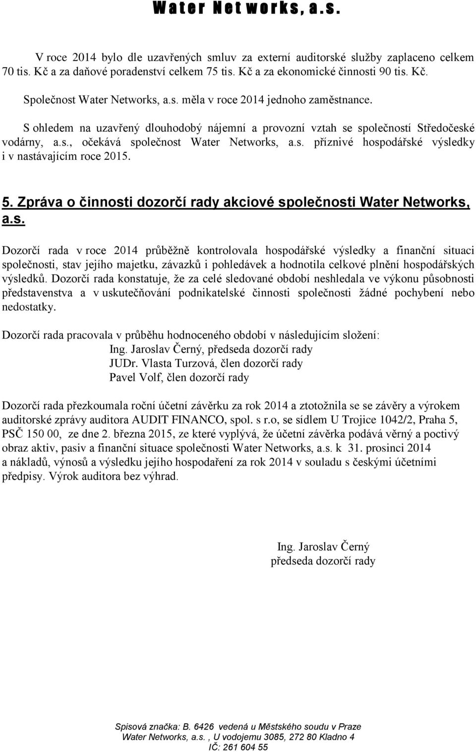5. Zpráva o činnost