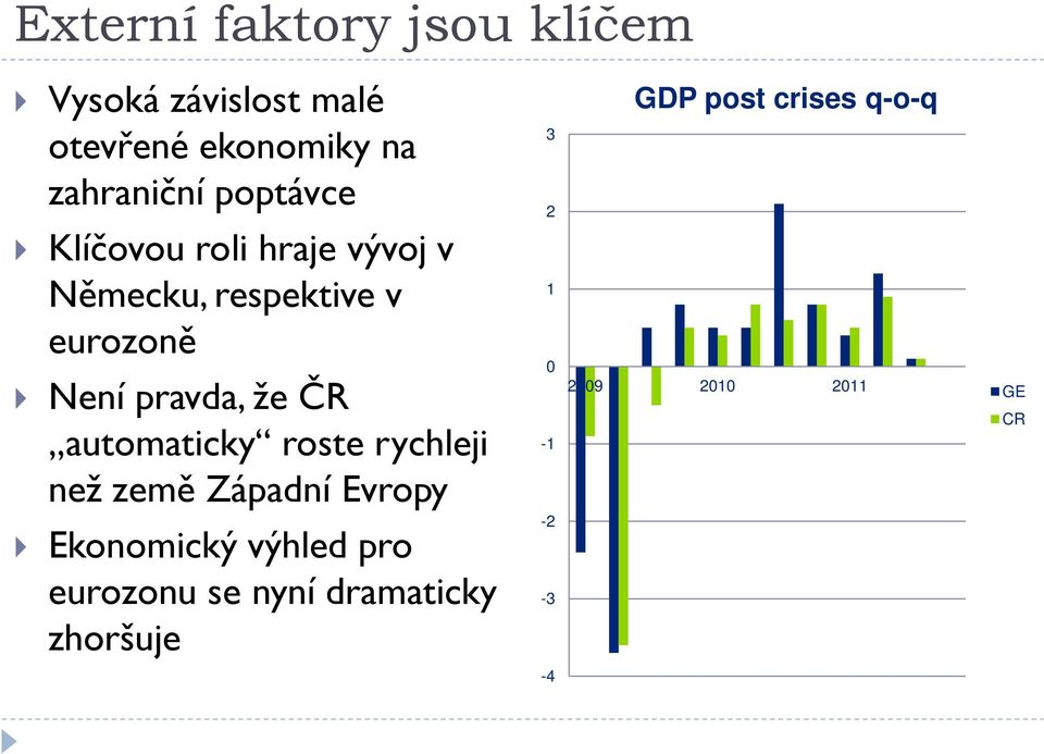 ČR automaticky roste rychleji než země Západní Evropy Ekonomický výhled pro eurozonu