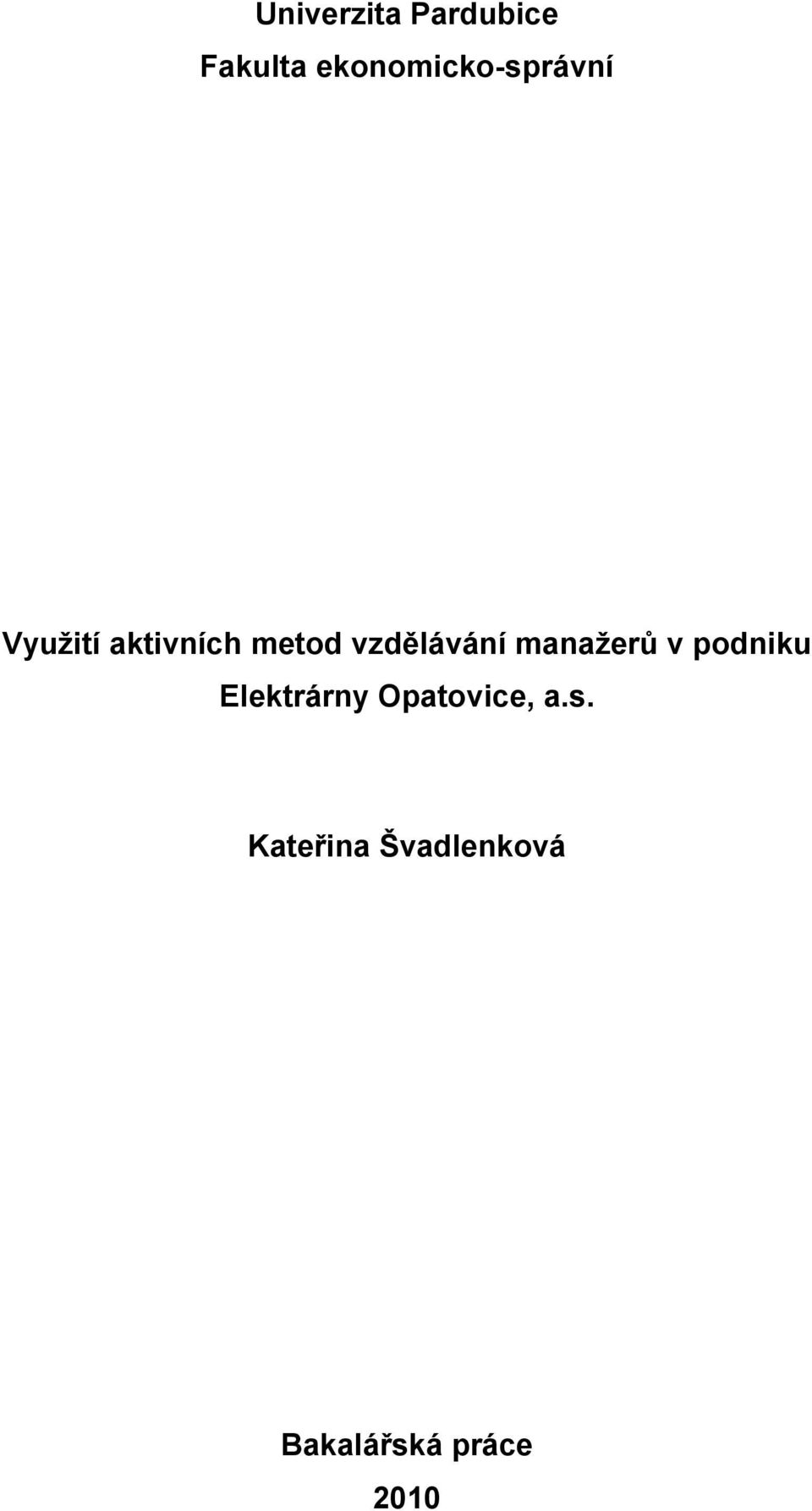 vzdělávání manažerů v podniku Elektrárny
