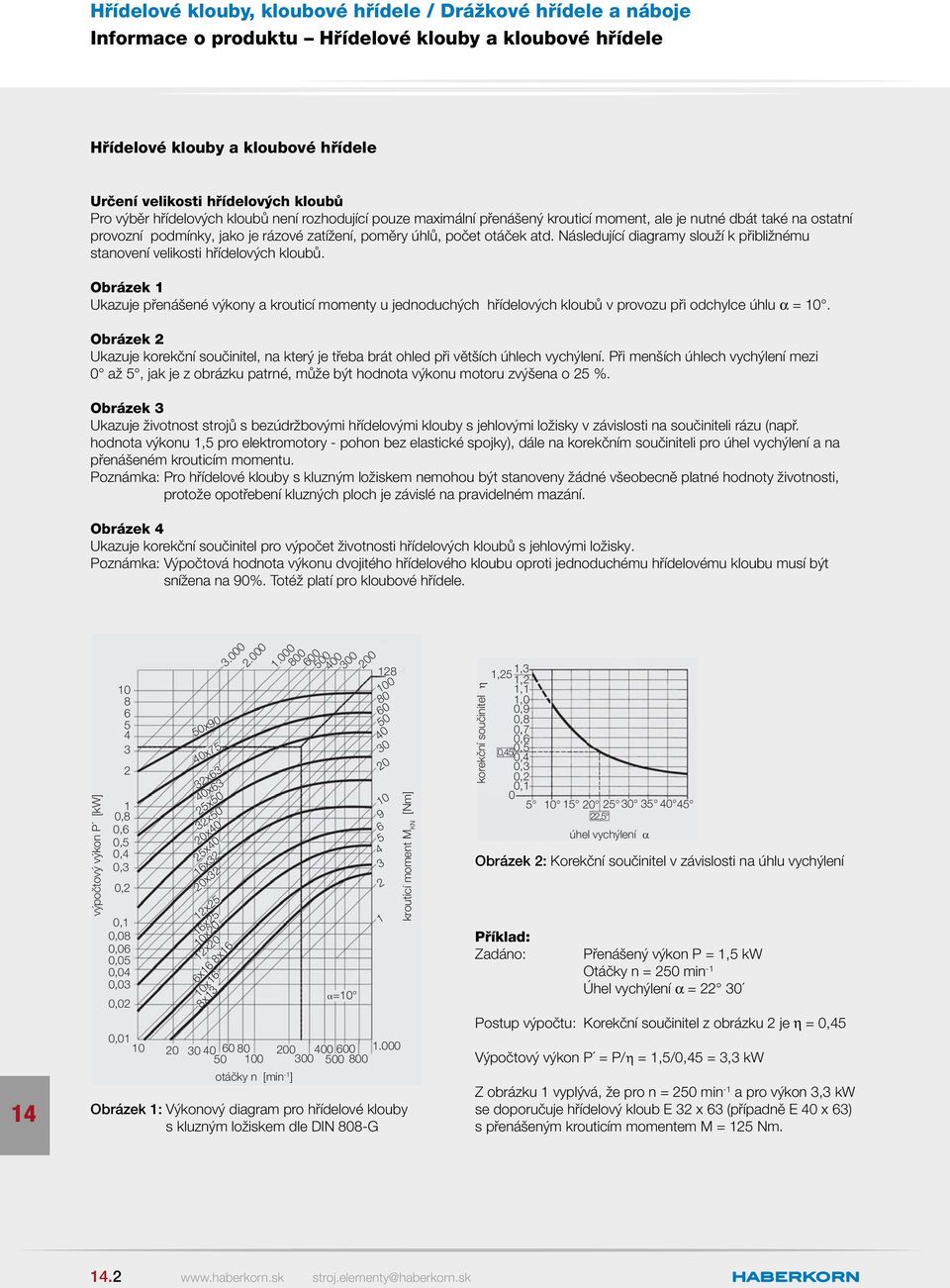 Následující diagramy slouží k přibližnému stanovení velikosti hřídelových kloubů.