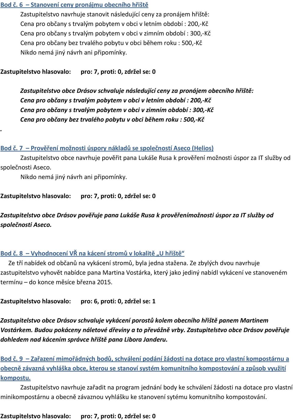 trvalým pobytem v obci v zimním období : 300,-Kč Cena pro občany bez trvalého pobytu v obci během roku : 500,-Kč.