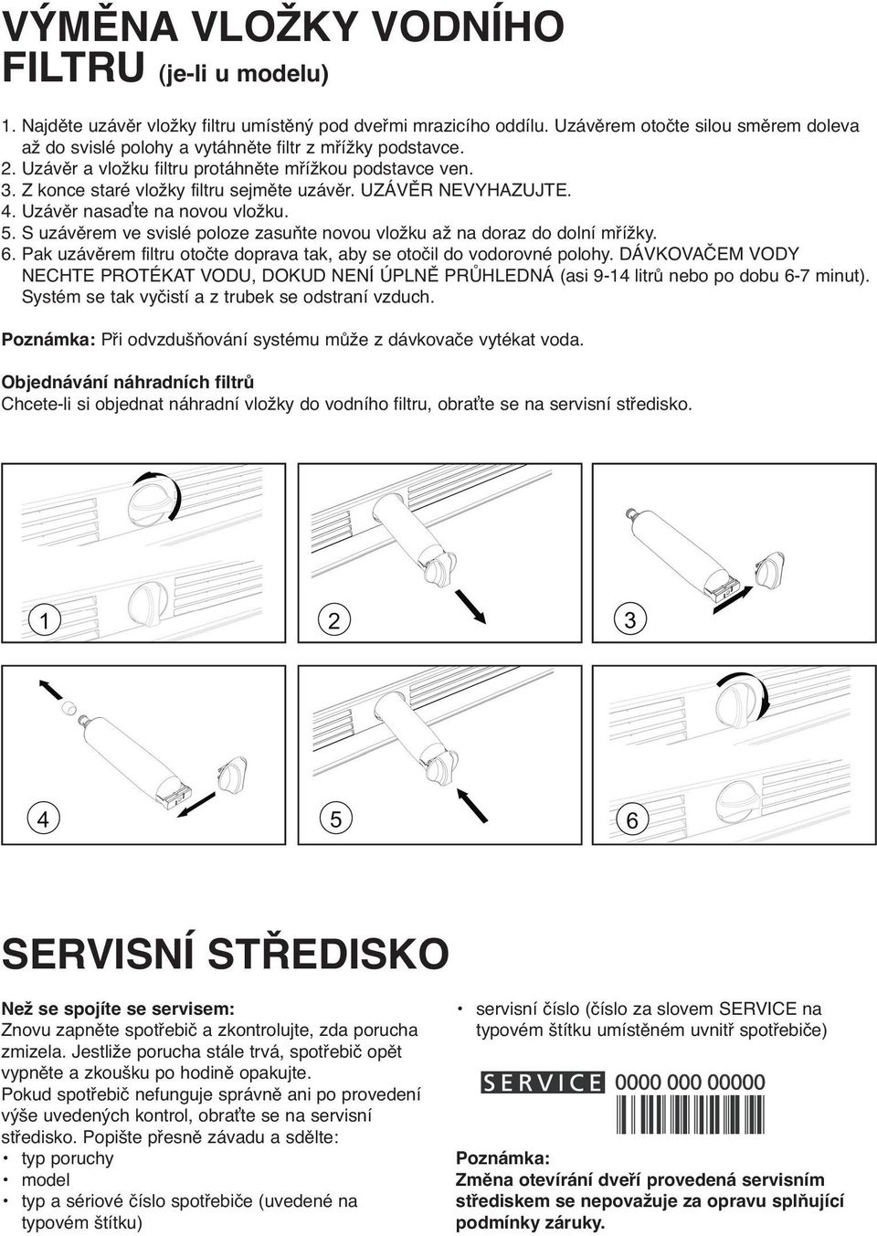 UZÁVĚR NEVYHAZUJTE. 4. Uzávěr nasaďte na novou vložku. 5. S uzávěrem ve svislé poloze zasuňte novou vložku až na doraz do dolní mřížky. 6.