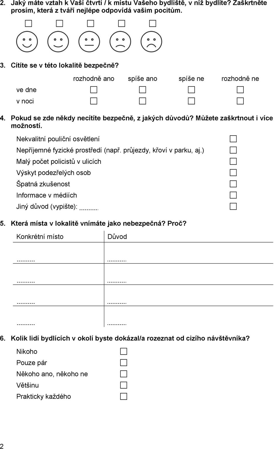 Nekvalitní pouliční osvětlení Nepříjemné fyzické prostředí (např. průjezdy, křoví v parku, aj.