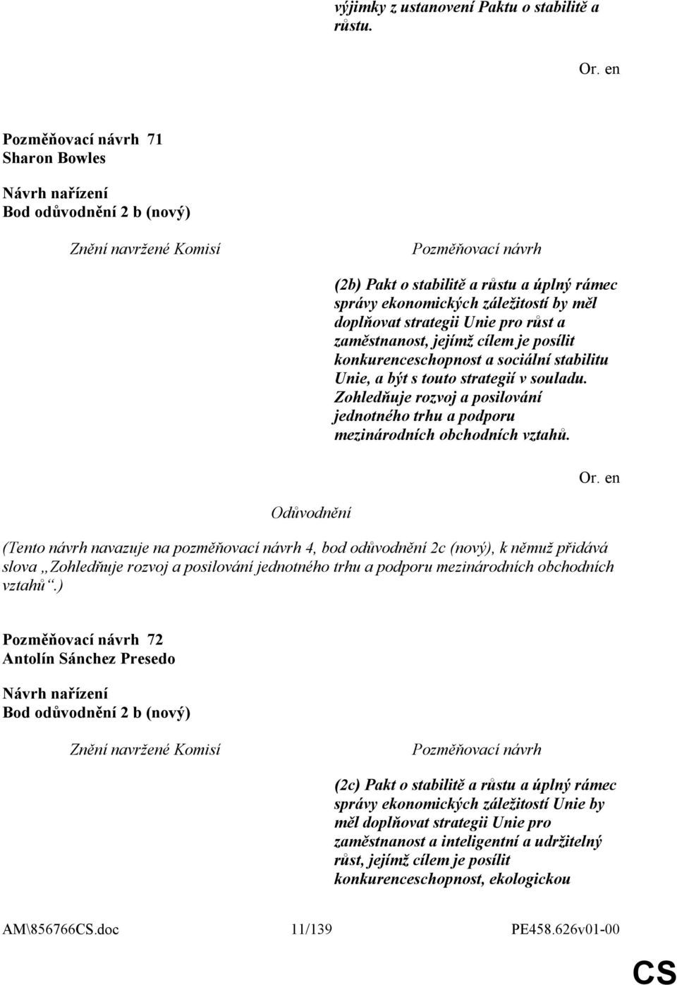 je posílit konkurenceschopnost a sociální stabilitu Unie, a být s touto strategií v souladu. Zohledňuje rozvoj a posilování jednotného trhu a podporu mezinárodních obchodních vztahů.