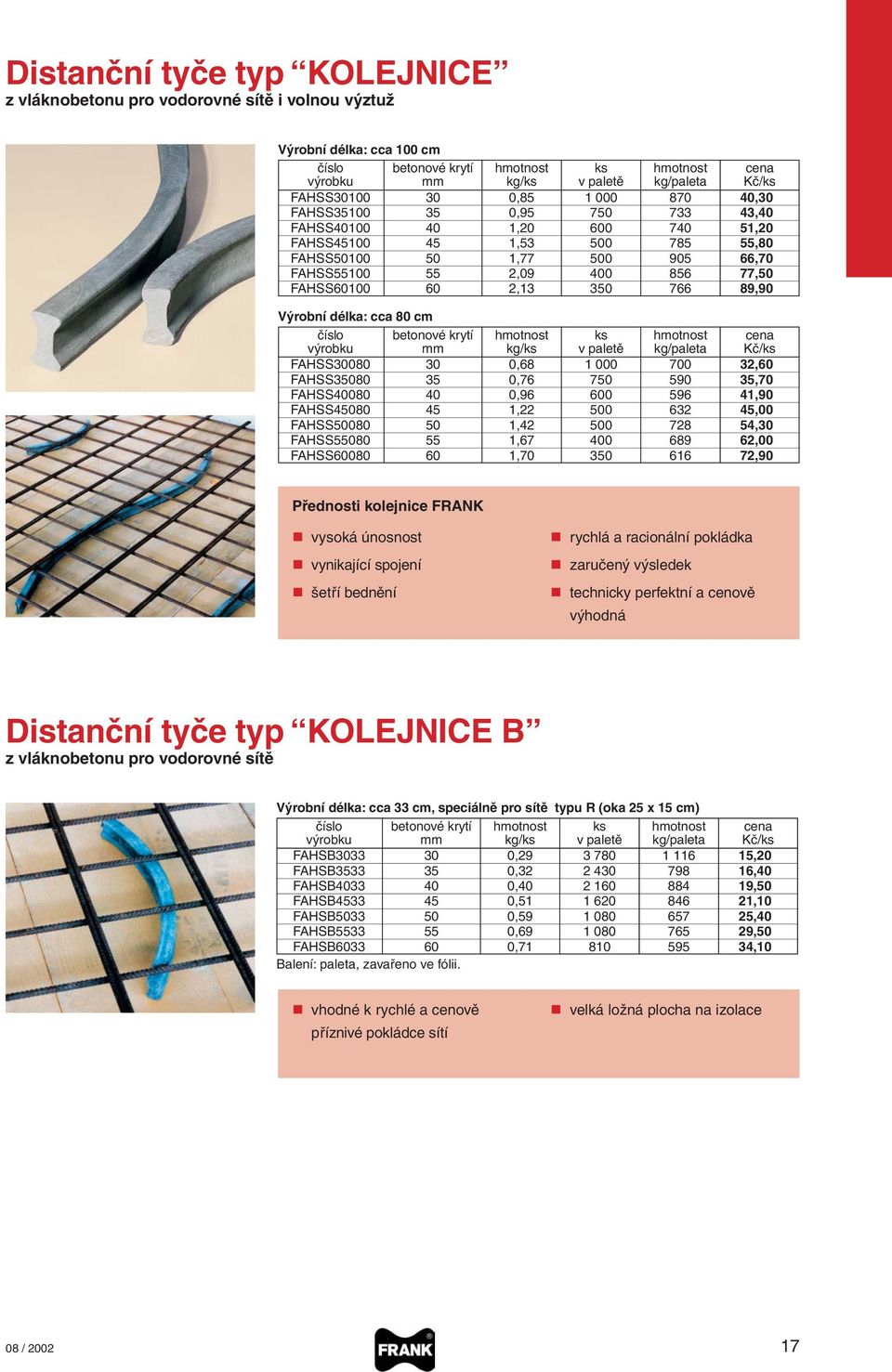 60 2,13 350 766 89,90 Výrobní délka: cca 80 cm betonové krytí hmotnost ks hmotnost cena výrobku mm kg/ks v paletě kg/paleta Kč/ks FAHSS30080 30 0,68 1 000 700 32,60 FAHSS35080 35 0,76 750 590 35,70