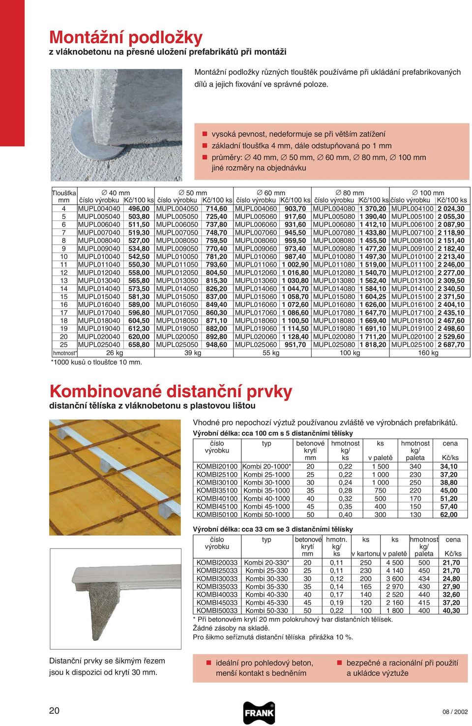 80 mm 100 mm mm výrobku Kč/100 ks výrobku Kč/100 ks výrobku Kč/100 ks výrobku Kč/100 ks výrobku Kč/100 ks 4 MUPL004040 496,00 MUPL004050 714,60 MUPL004060 903,70 MUPL004080 1 370,20 MUPL004100 2