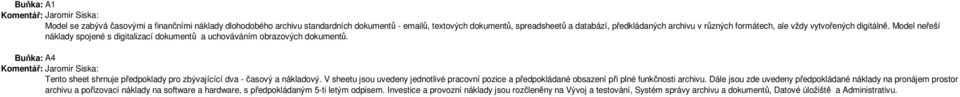 V sheetu jsou uvedeny jednotlivé pracovní pozice a předpokládané obsazení při plné funkčnosti archivu.