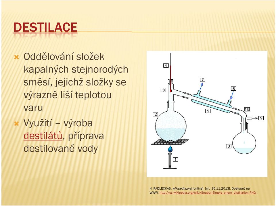 destilované vody H. PADLECKAS. wikipedia.org [online]. [cit. 15.11.2013].