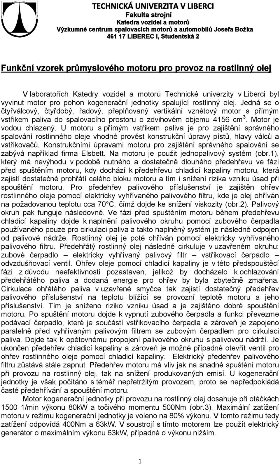 U motoru s přímým vstřikem paliva je pro zajištění správného spalování rostlinného oleje vhodné provést konstrukční úpravy pístů, hlavy válců a vstřikovačů.