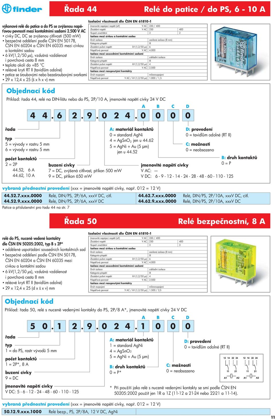 cesta 8 mm teplota okolí do +85 C reléové krytí RT II (tavidl m odolné) patice se šroubovými nebo bezešroubovými svorkami 29 x 12,4 x 25 (š x h x v) mm P íklad: 44, relé na DIN-lištu nebo do PS,