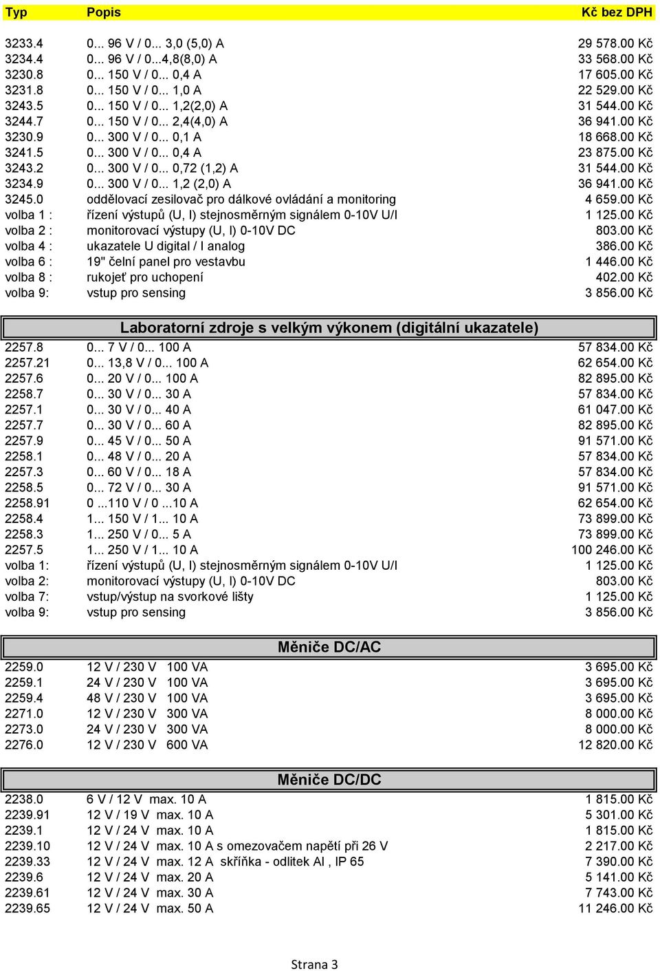 00 Kč 3234.9 0... 300 V / 0... 1,2 (2,0) A 36 941.00 Kč 3245.0 oddělovací zesilovač pro dálkové ovládání a monitoring 4 659.