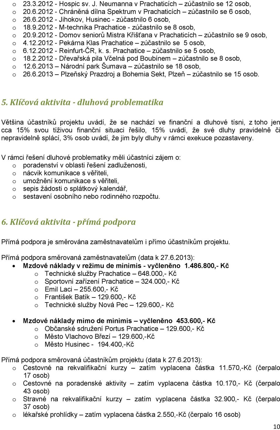 12.2012 - Reinfurt-ČR, k. s. Prachatice zúčastnilo se 5 osob, o 18.2.2012 - Dřevařská pila Včelná pod Boubínem zúčastnilo se 8 osob, o 12.6.