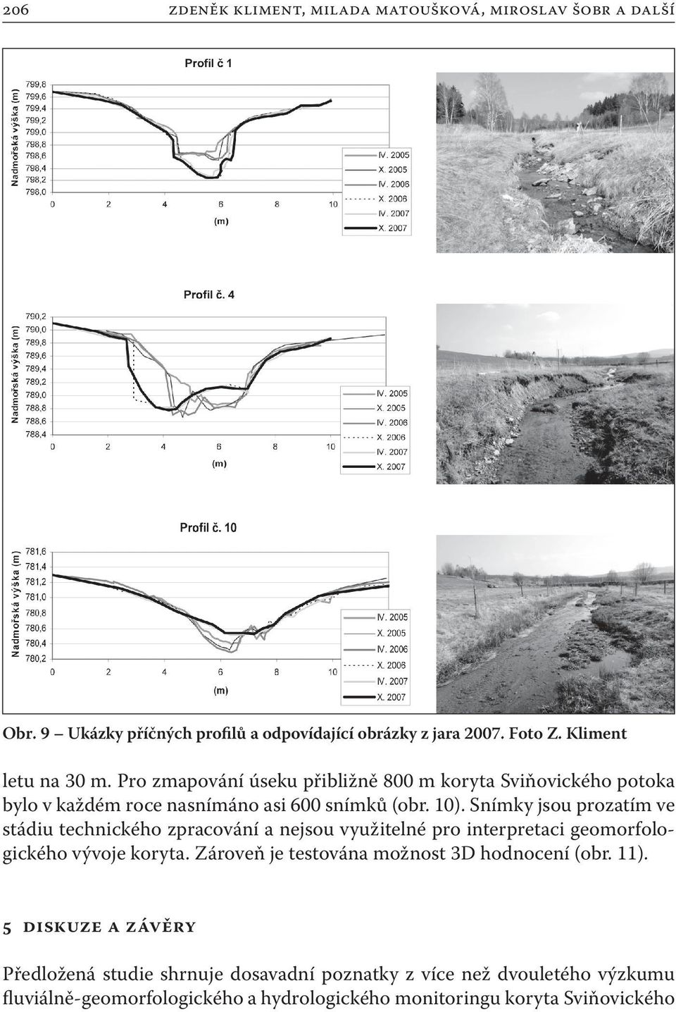 Snímky jsou prozatím ve stádiu technického zpracování a nejsou využitelné pro interpretaci geomorfologického vývoje koryta.