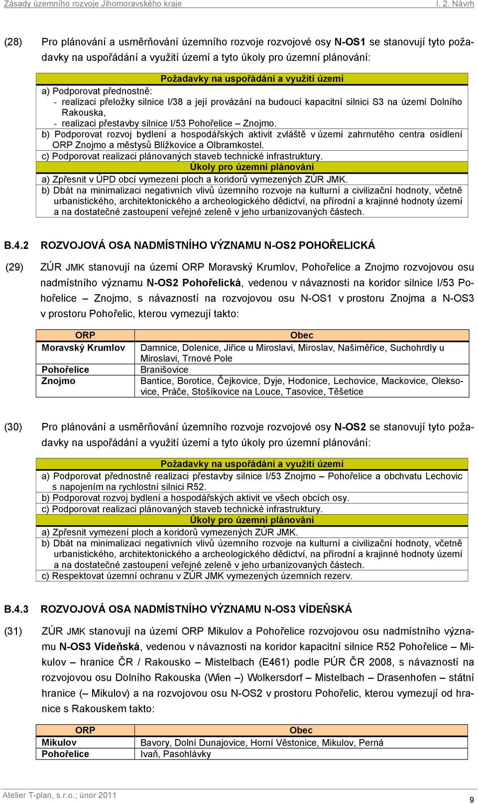 b) Podporovat rozvoj bydlení a hospodářských aktivit zvláště v území zahrnutého centra osídlení Znojmo a městysů Blížkovice a Olbramkostel.