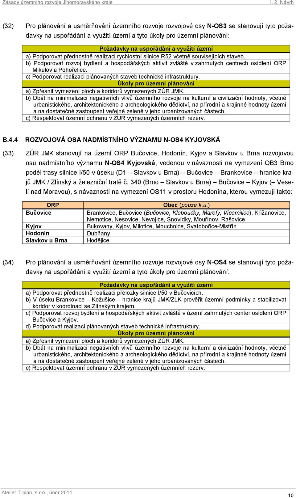 b) Podporovat rozvoj bydlení a hospodářských aktivit zvláště v zahrnutých centrech osídlení Mikulov a Pohořelice. c) Podporovat realizaci plánovaných staveb technické infrastruktury.