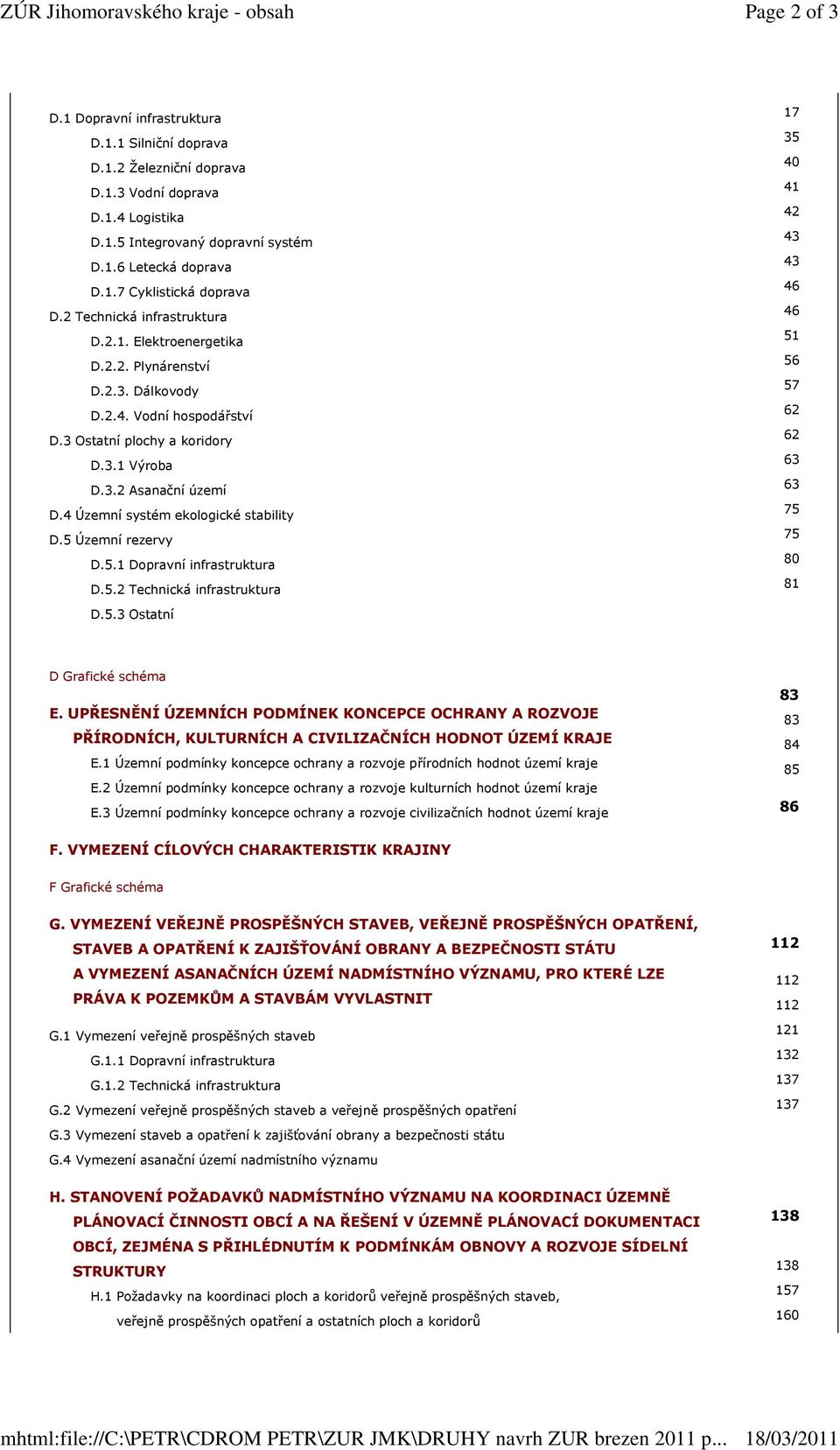 2.4. Vodní hospodářství D.3 Ostatní plochy a koridory D.3.1 Výroba D.3.2 Asanační území D.4 Územní systém ekologické stability D.5 Územní rezervy D.5.1 Dopravní infrastruktura D.5.2 Technická infrastruktura D.