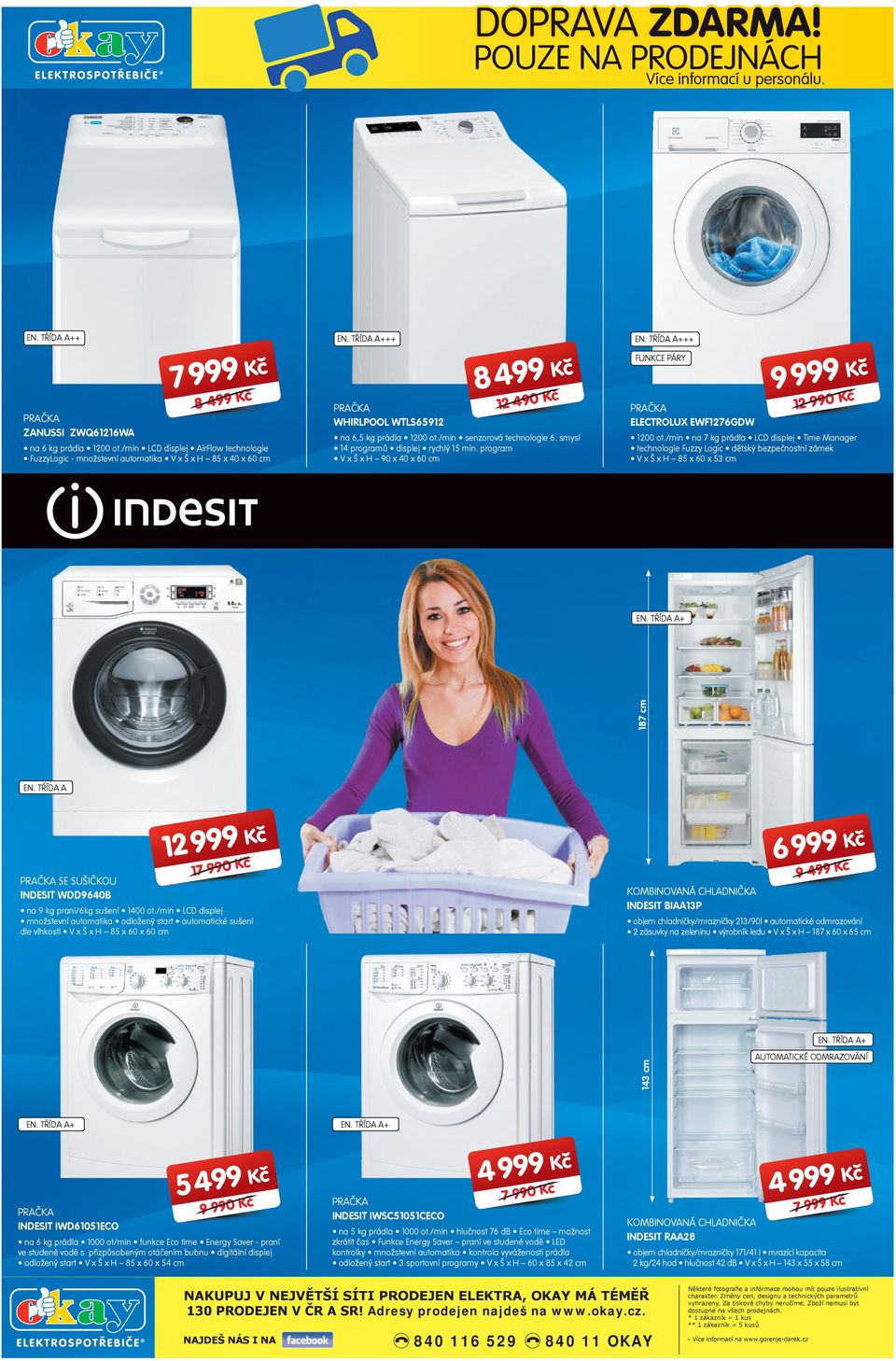 smysl 4 programů displej rychlý 5 min. program V x Š x H 0 x 40 x 60 EN. TŘÍDA A+++ FUNKCE PÁRY K 0 K ELECTROLUX EWF76GDW 00 ot.