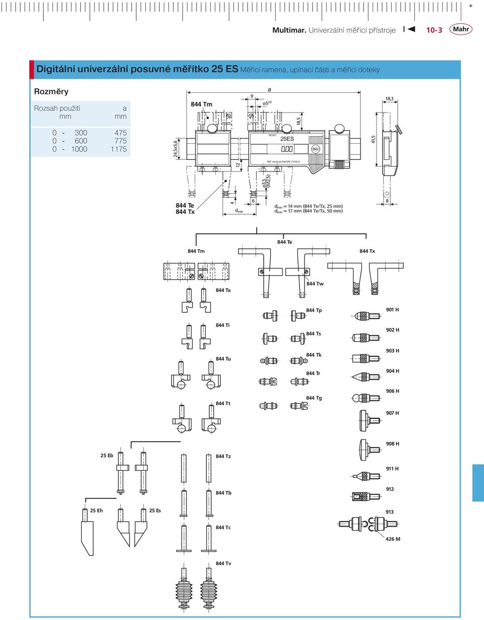 Tx 4 dmin d min = 14 mm (/Tx, 25 mm) d min = 17 mm (/Tx, 50 mm) 8 844 Tx 844 Ta 844 Tw 844 Tp 901 H 844 Ti 844 Ts 902 H 844