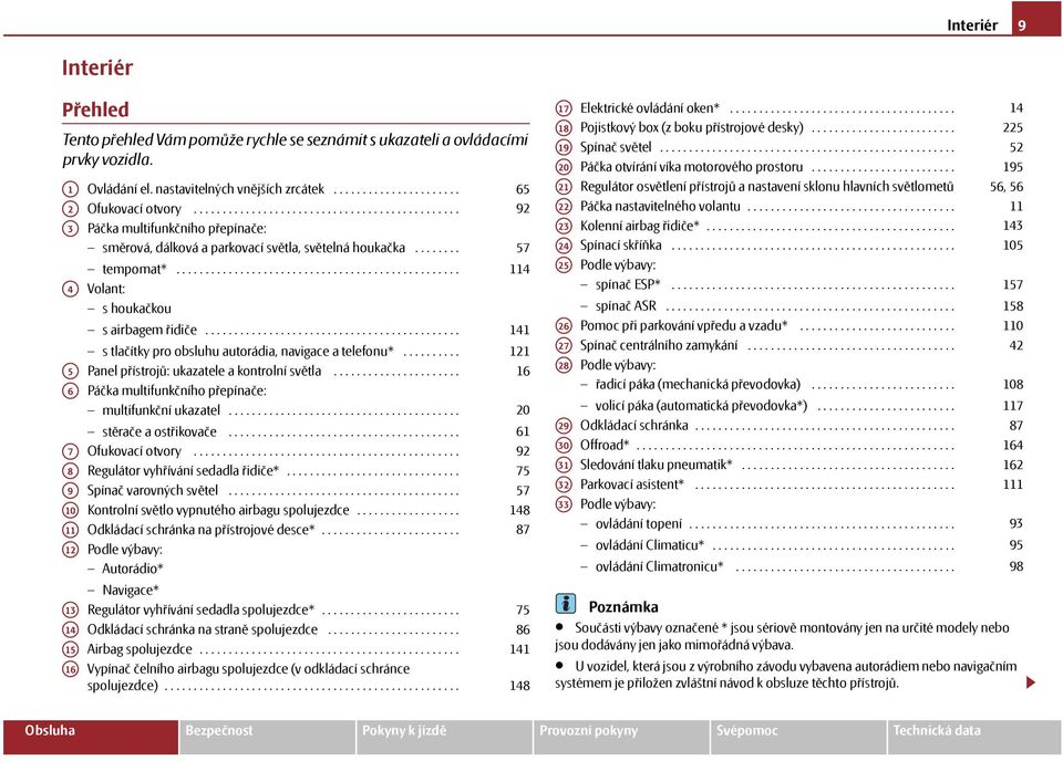 ........................................... s tlačítky pro obsluhu autorádia, navigace a telefonu*.......... 121 A5 Panel přístrojů: ukazatele a kontrolní světla.