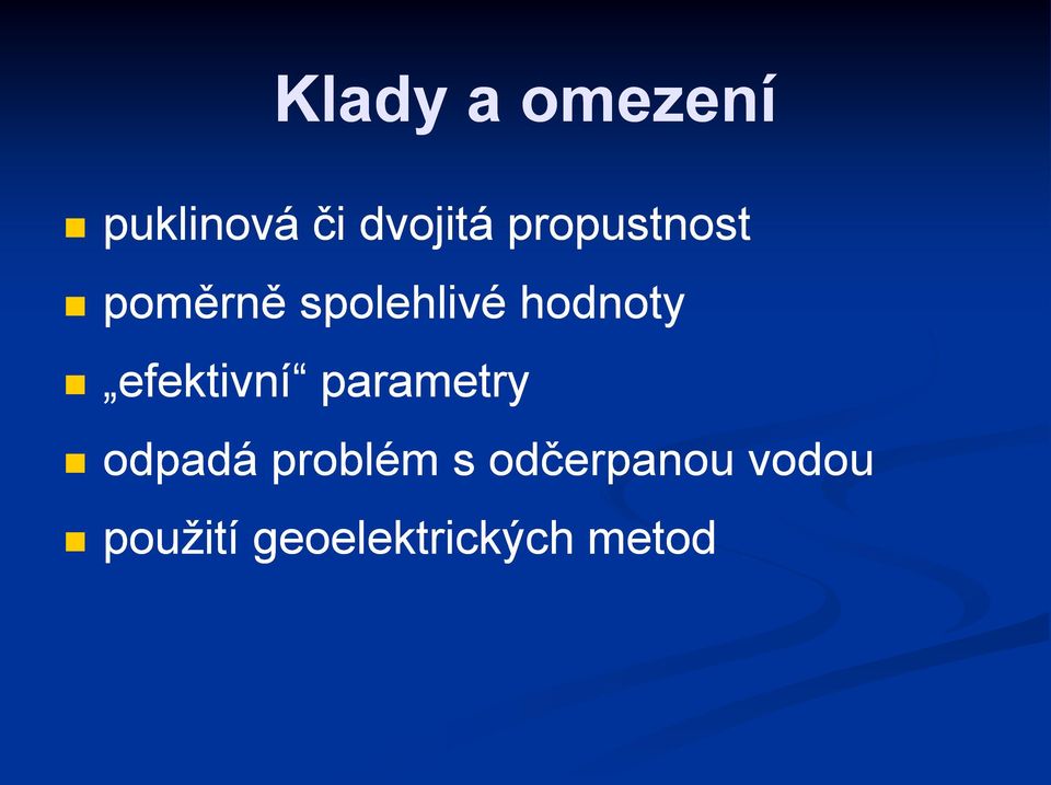 efektivní parametry odpadá problém s