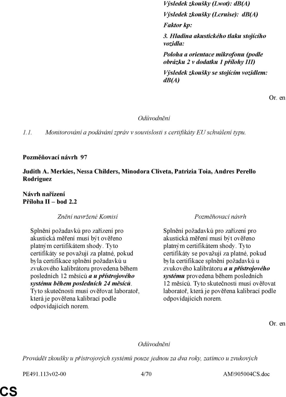 97 Judith A. Merkies, Nessa Childers, Minodora Cliveta, Patrizia Toia, Andres Perello Rodriguez Příloha II bod 2.