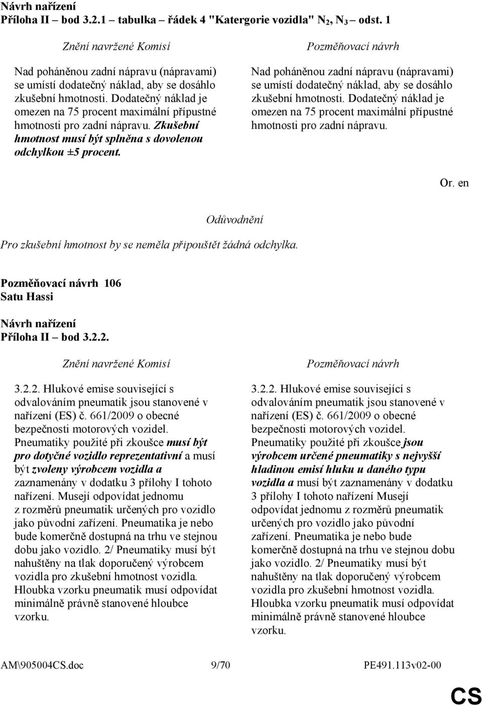Nad poháněnou zadní nápravu (nápravami) se umístí dodatečný náklad, aby se dosáhlo zkušební hmotnosti. Dodatečný náklad je omezen na 75 procent maximální přípustné hmotnosti pro zadní nápravu. Or.