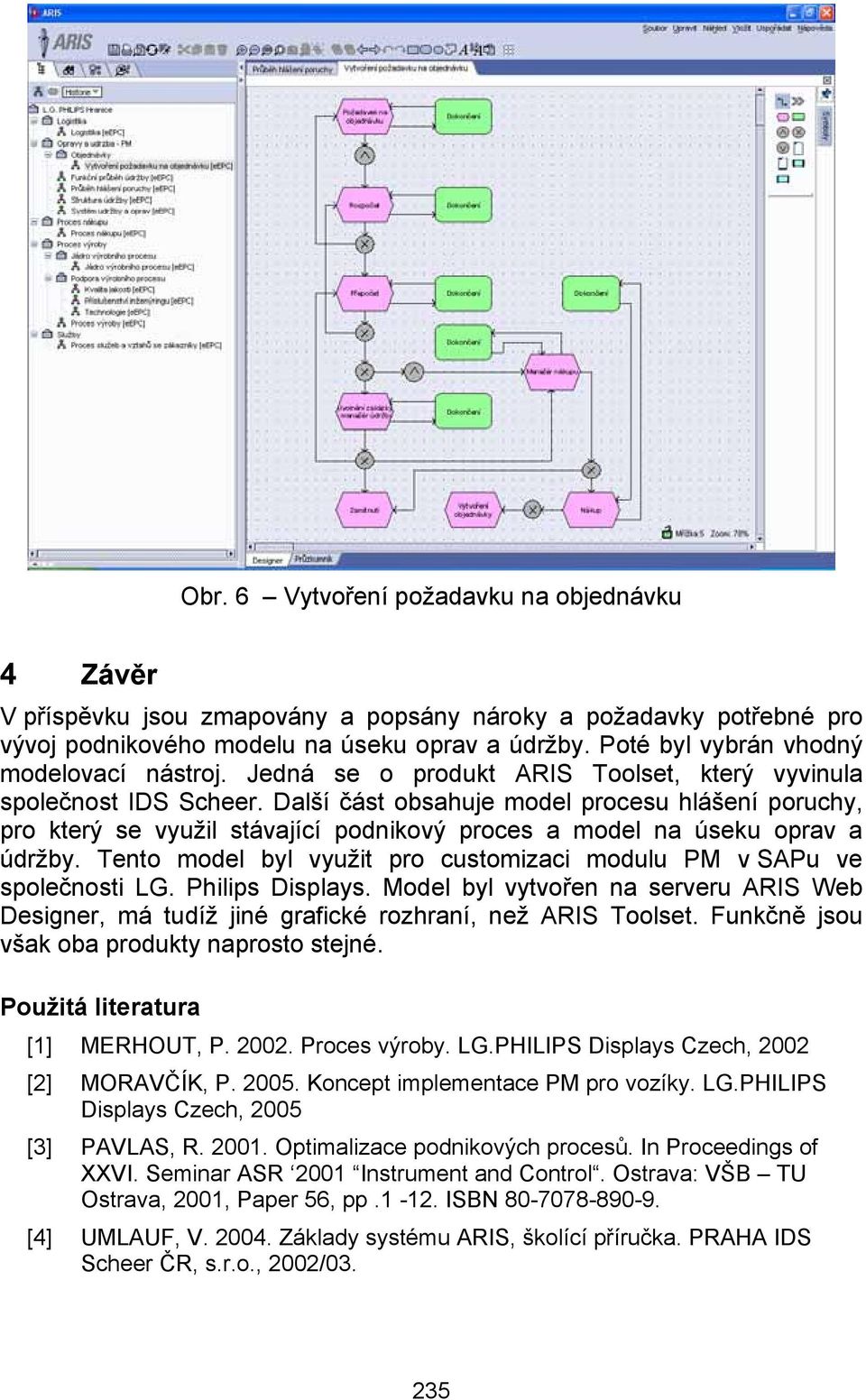 Další část obsahuje model procesu hlášení poruchy, pro který se využil stávající podnikový proces a model na úseku oprav a údržby.
