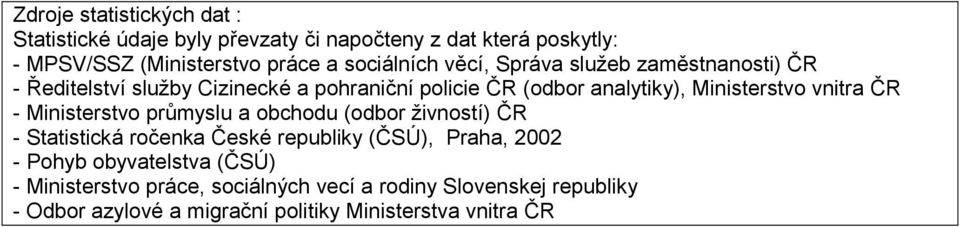 Ministerstvo vnitra ČR - Ministerstvo průmyslu a obchodu (odbor živností) ČR - Statistická ročenka České republiky (ČSÚ), Praha, 2002