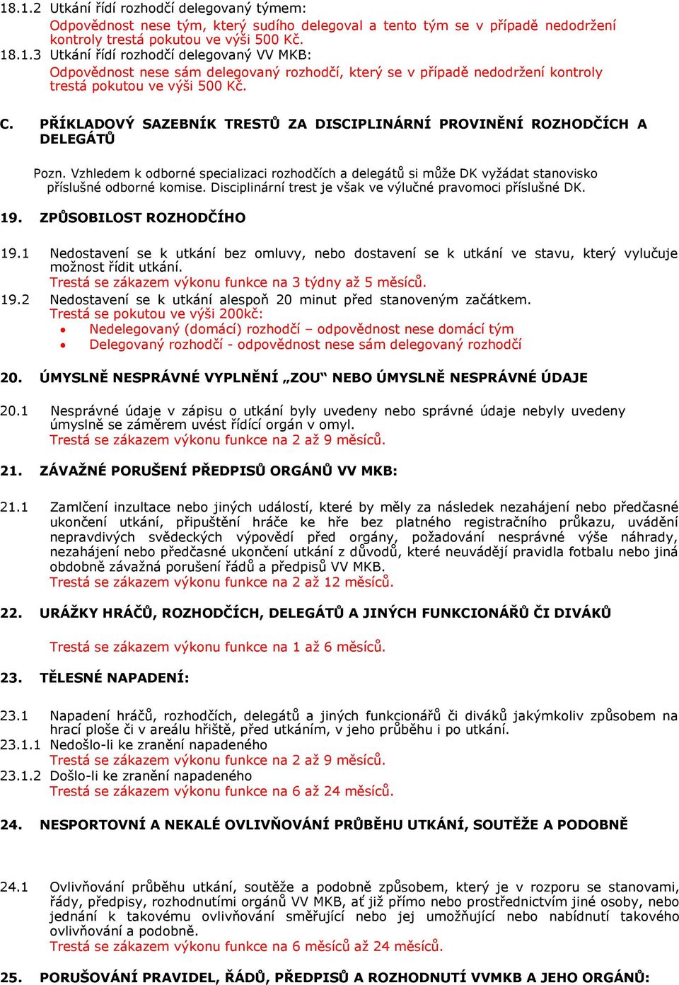 Disciplinární trest je však ve výlučné pravomoci příslušné DK. 19. ZPŮSOBILOST ROZHODČÍHO 19.