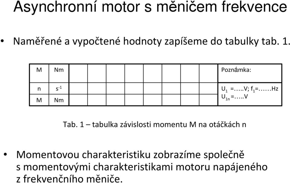 1 tabulka závislosti momentu M na otáčkách n Momentovou