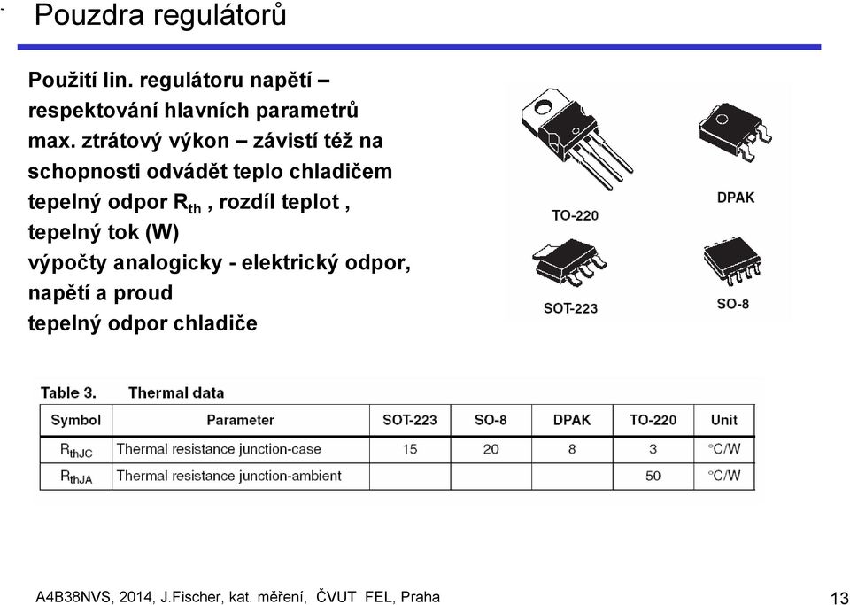 ztrátový výkon závistí též na schopnosti odvádět teplo chladičem tepelný odpor R th,