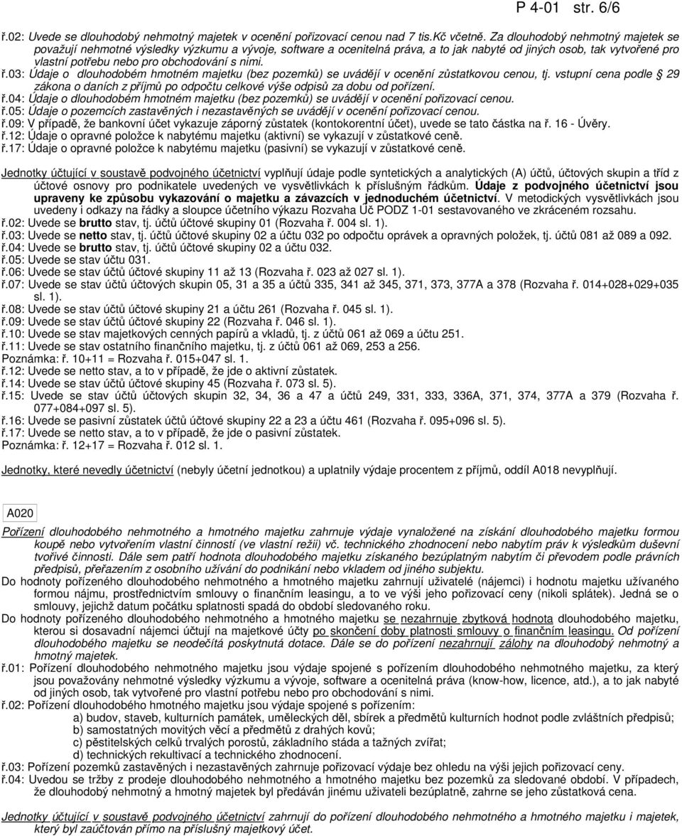 : Údje o dlouhodobém hmotném mjetku (bez pozemků) seuvádějí v ocenění zůsttkovou cenou, tj. vstupní cen podle 9 zákon o dních z příjmů po odpočtu celkové výše odpisů z dobu od pořízení. ř.