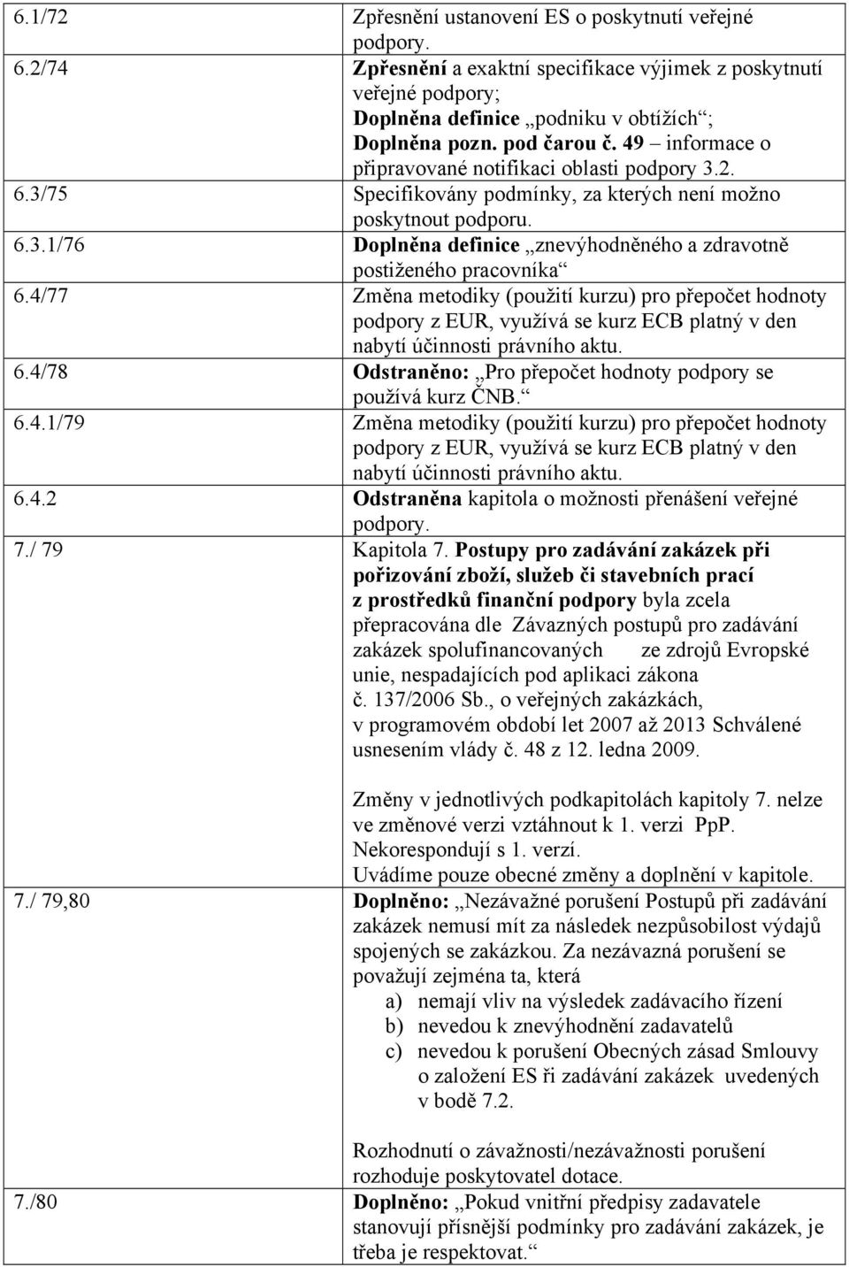 4/77 Změna metodiky (použití kurzu) pro přepočet hodnoty podpory z EUR, využívá se kurz ECB platný v den nabytí účinnosti právního aktu. 6.