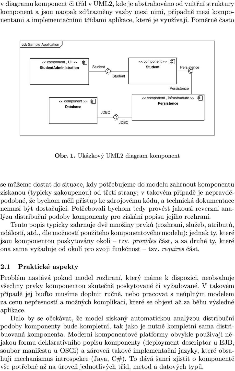 Poměrně často cd: Sample Application << component, UI >> StudentAdministration Student << component >> Student Persistence Student Persistence << component >> Database JDBC << component,