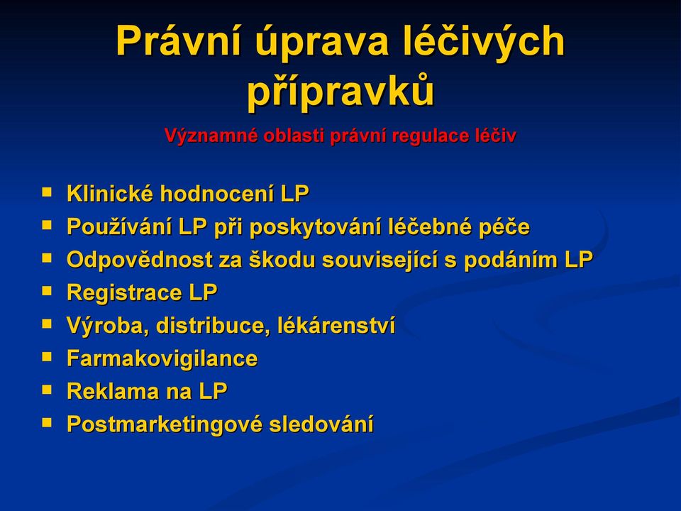 Odpovědnost za škodu související s podáním LP Registrace LP Výroba,