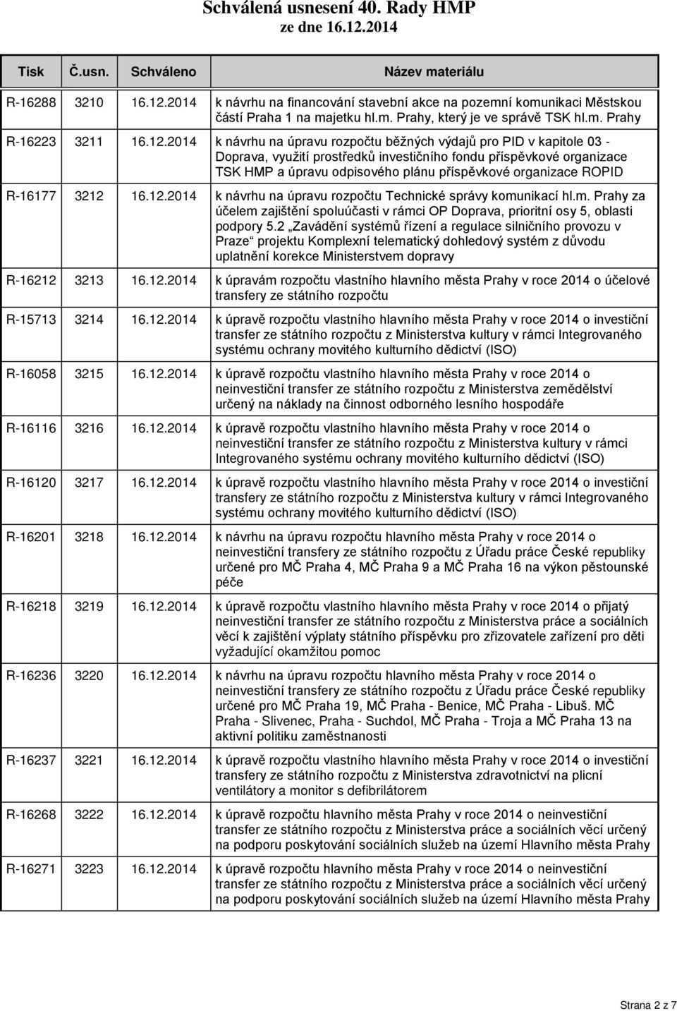 2014 k návrhu na úpravu rozpočtu běžných výdajů pro PID v kapitole 03 - Doprava, využití prostředků investičního fondu příspěvkové organizace TSK HMP a úpravu odpisového plánu příspěvkové organizace
