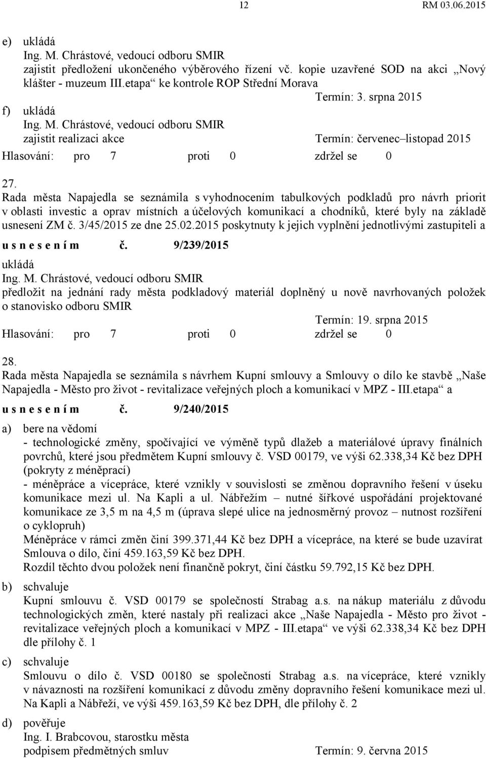 Rada města Napajedla se seznámila s vyhodnocením tabulkových podkladů pro návrh priorit v oblasti investic a oprav místních a účelových komunikací a chodníků, které byly na základě usnesení ZM č.