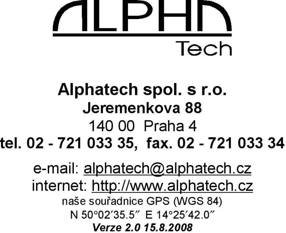 02-721 033 34 e-mail: alphatech@alphatech.