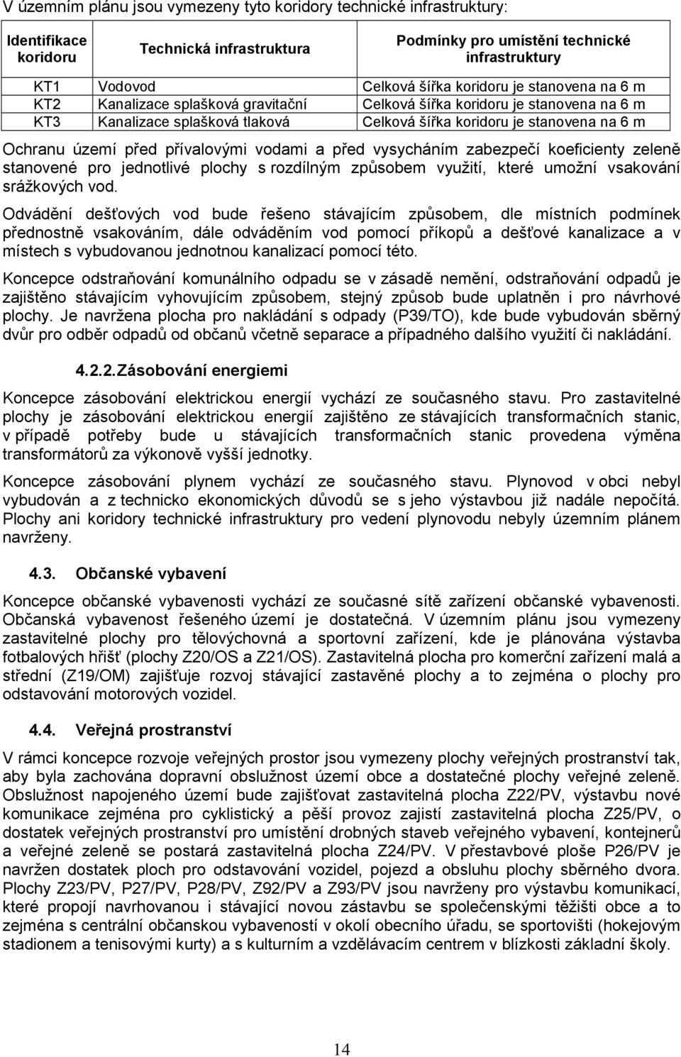 přívalovými vodami a před vysycháním zabezpečí koeficienty zeleně stanovené pro jednotlivé plochy s rozdílným způsobem využití, které umožní vsakování srážkových vod.