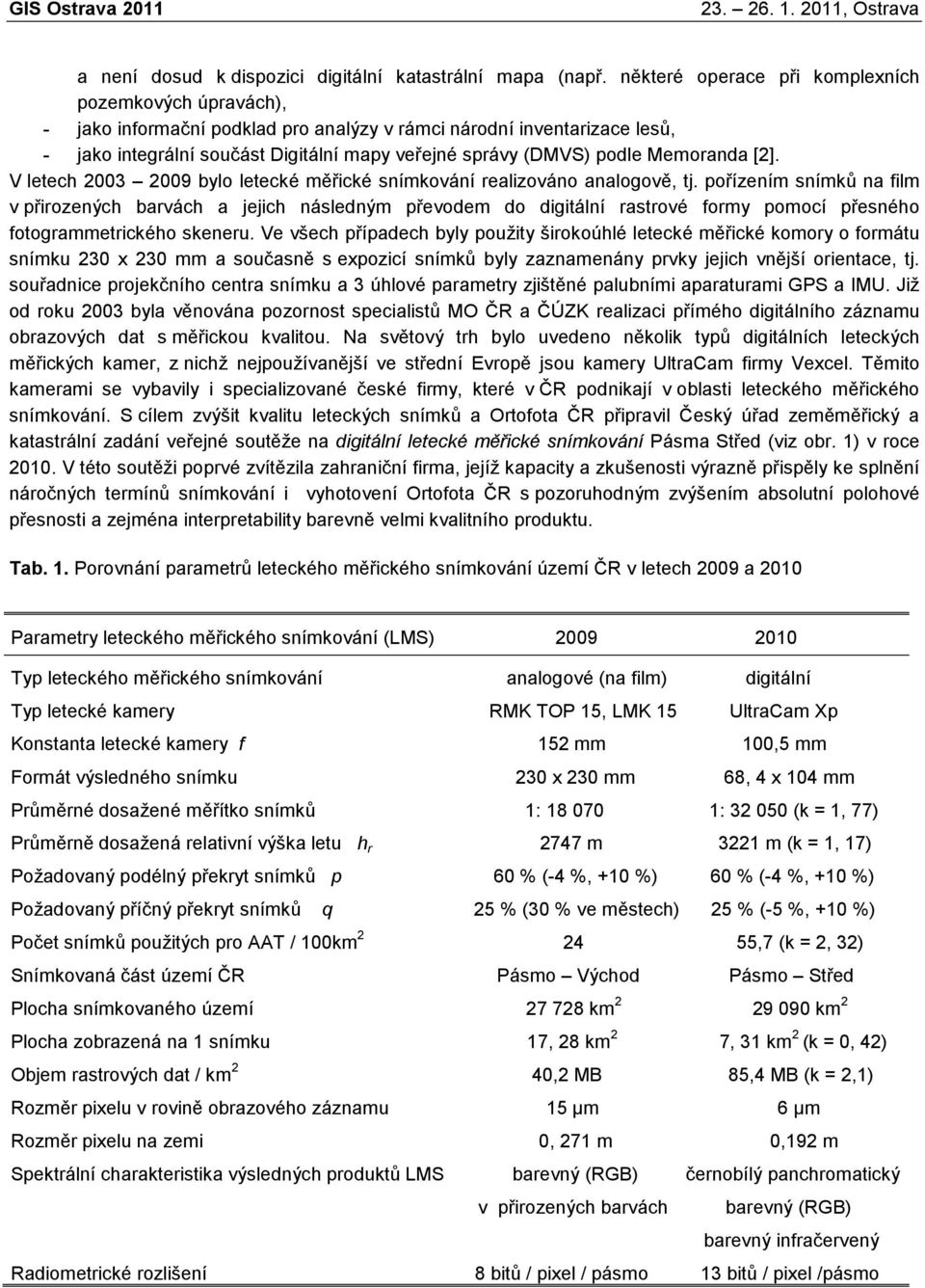 Memoranda []. V letech 3 9 bylo letecké měřické snímkování realizováno analogově, tj.