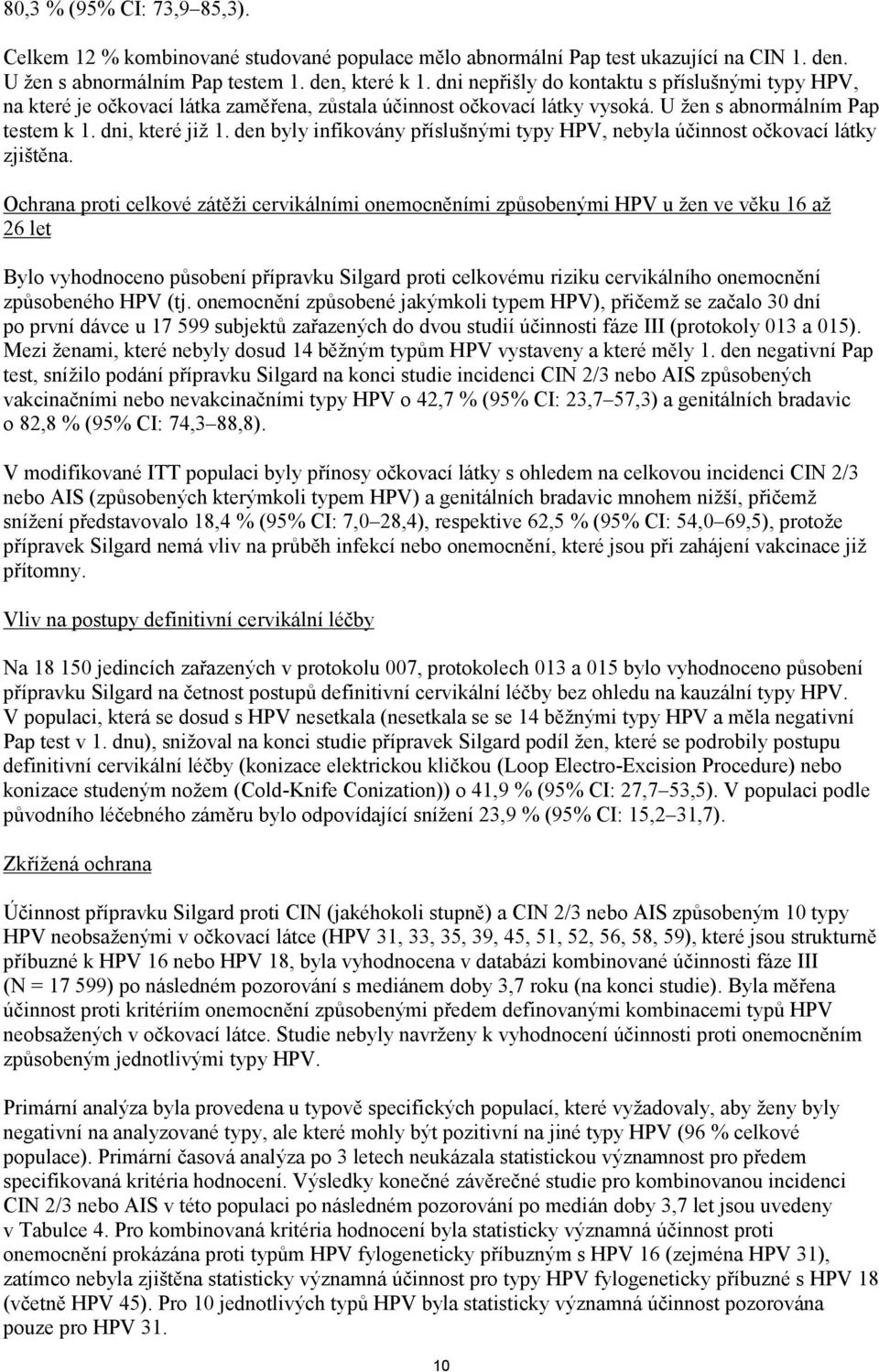 den byly infikovány příslušnými typy HPV, nebyla účinnost očkovací látky zjištěna.