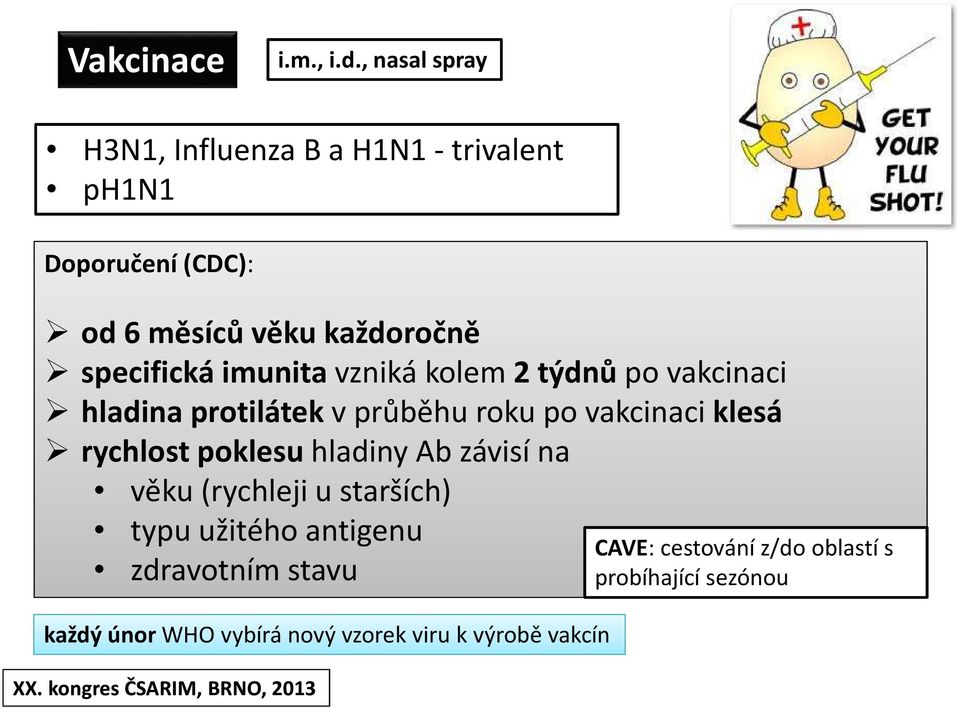 specifická imunita vzniká kolem 2 týdnů po vakcinaci hladina protilátek v průběhu roku po vakcinaci klesá