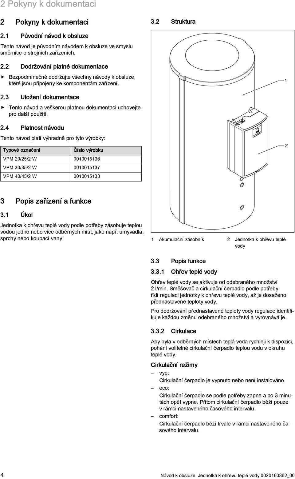 20/25/2 W 0010015136 VPM 30/35/2 W 0010015137 VPM 40/45/2 W 0010015138 2 3 Popis zařízení a funkce 3.
