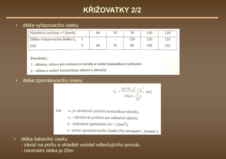 úseku - závisí na počtu a skladbě