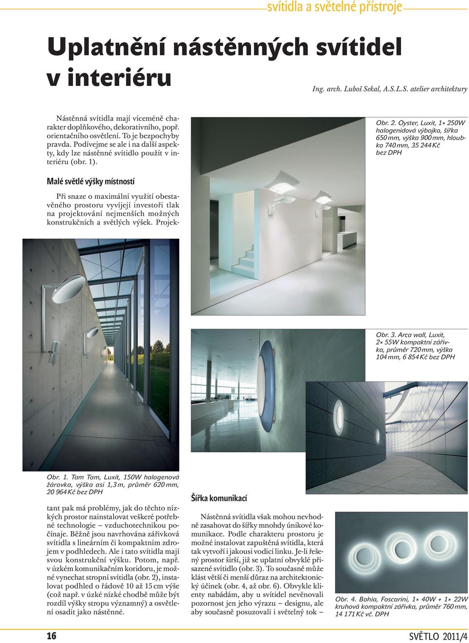 Uplatnění nástěnných svítidel v interiéru - PDF Stažení zdarma