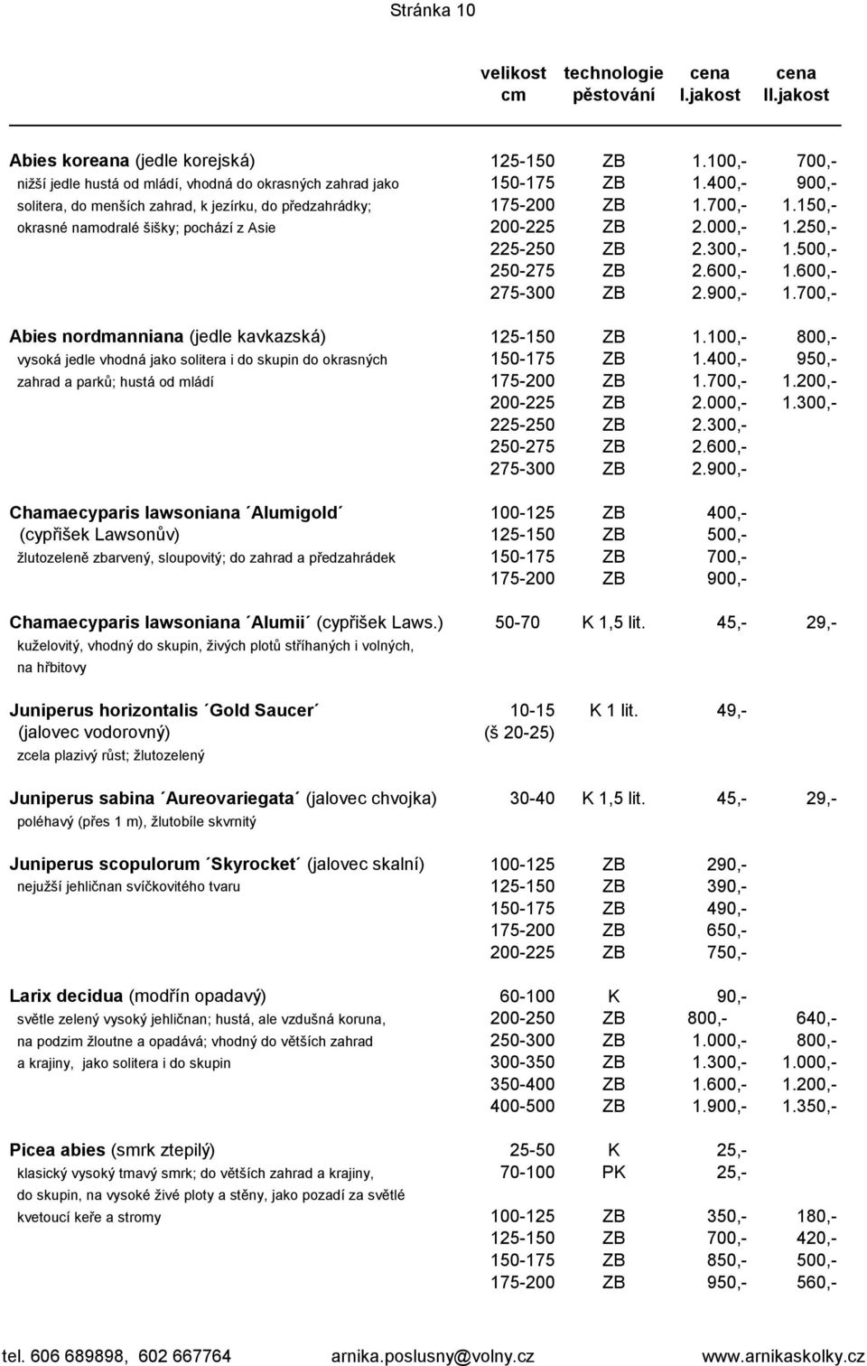 500,- 250-275 ZB 2.600,- 1.600,- 275-300 ZB 2.900,- 1.700,- Abies nordmanniana (jedle kavkazská) 125-150 ZB 1.100,- 800,- vysoká jedle vhodná jako solitera i do skupin do okrasných 150-175 ZB 1.